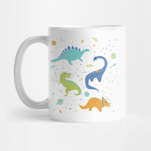 Space Dinosaurs in Orange + Blue Mug